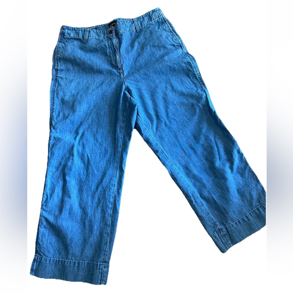 Talbots New England chino denim ladies petite 14P cropped high rise‎ pants beach